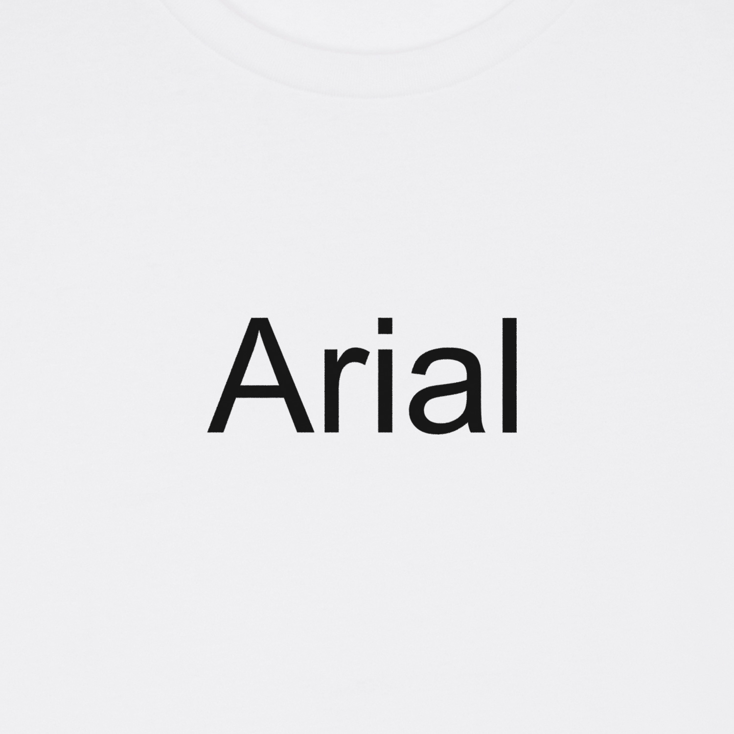 shoerts | Arial | Detail of black print „Arial“ on front